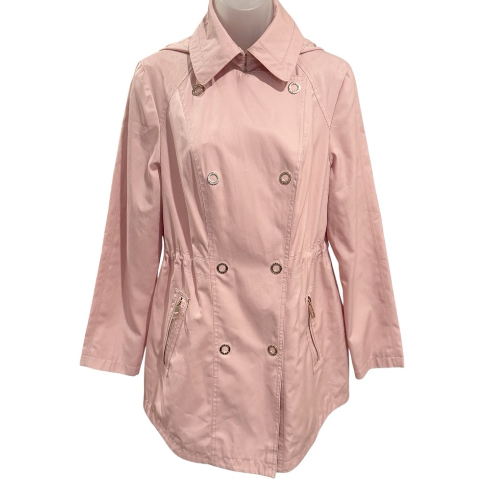 Guess | Blush Pink Double-Breasted Trench Jacket | Lightweight City Chic - Picture 3 of 15